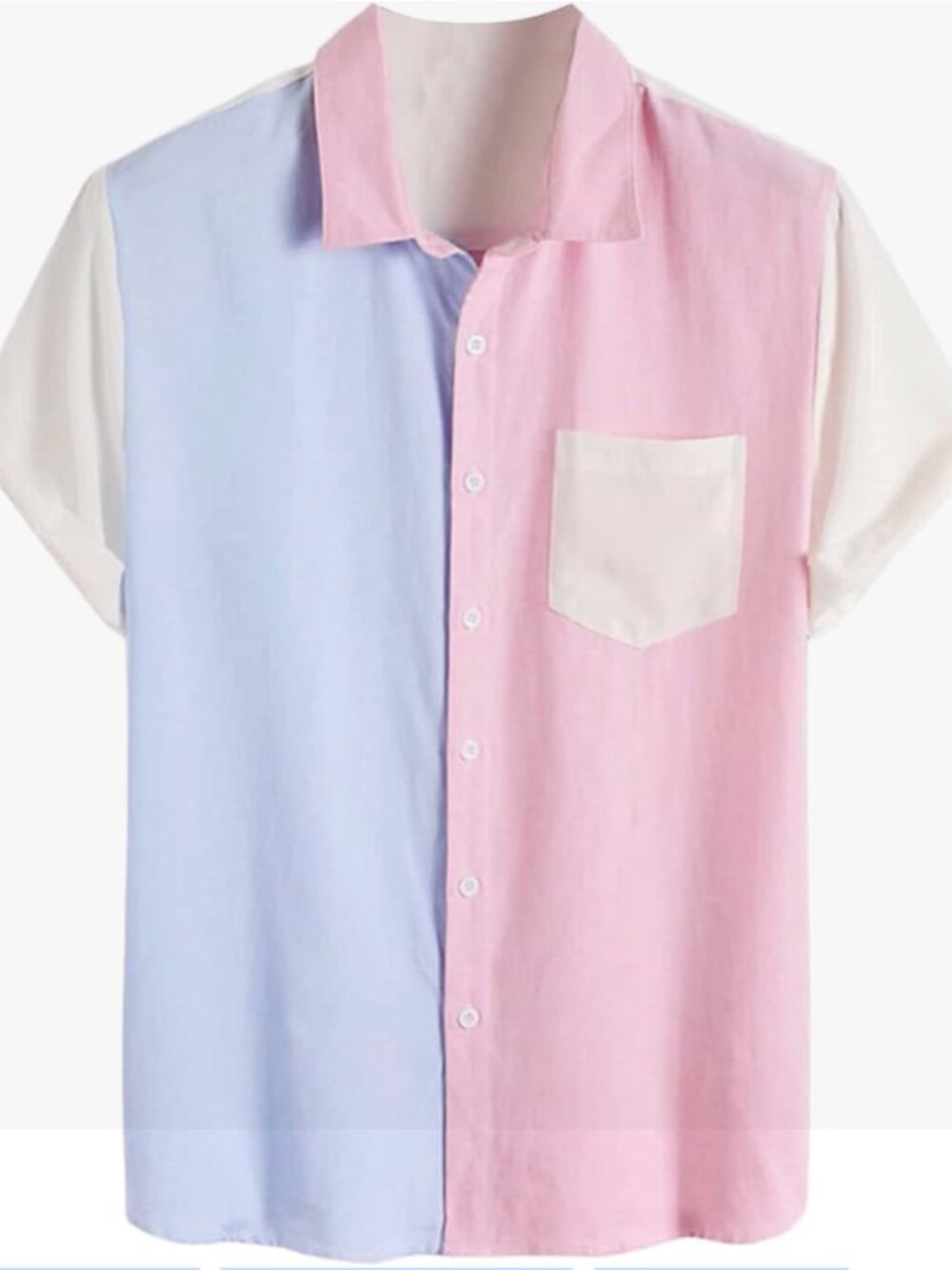 Men's Colorblock Button Down Short Sleeve Shirt